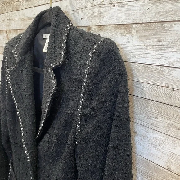 CAbi Womens 2‎ Blazer Jacket Black Textured Tweed 3 Button #881 Professional - Picture 3 of 10